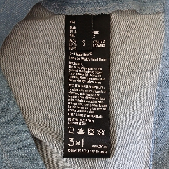 3x1 NYC Denim Off-Shoulder Blue Top Size S - Picture 6 of 8